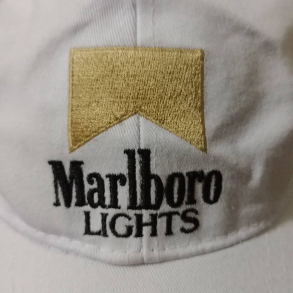 Marlboro Lights Mens Baseball Cap Hat White Snapback Embroidered One Size